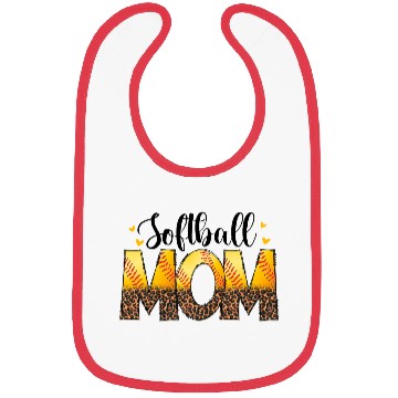 Discover Leopard Softball Mom Hearts Graphic Bibs