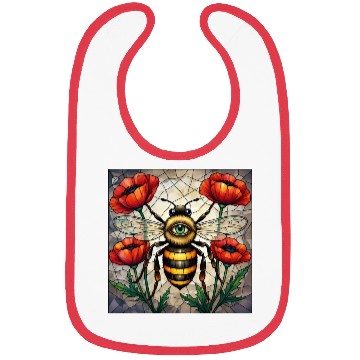 Discover Bumble bee stained glass vibrant poppy flower eye Bibs