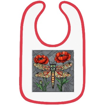 Discover Dragonfly stained glass design vibrant poppy eye Bibs