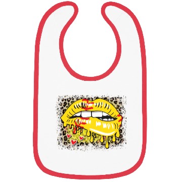 Discover Softball Drip Lips Leopard Grunge Heart Pop Bibs