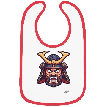 Discover Angry samurai warrior head with helmet Bibs