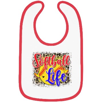 Discover Softball Life Leopard Print Grunge Bibs