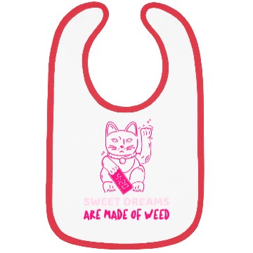Discover Neon Maneki Neko with Weed Motif Bibs