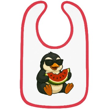 Discover Cute penguin with watermelon fruit summer cartoon Bibs