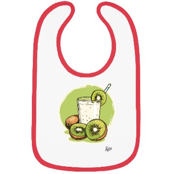 Discover Kiwi fruit and juice with straw illustration Bibs