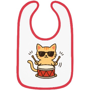 Discover Drummer Cat With Shades Bibs
