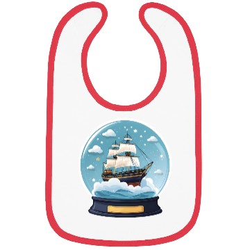 Discover Fantasy Ship in Star Filled Snow Globe Bibs