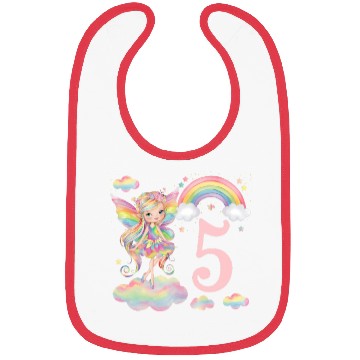 Discover Magical Rainbow Fairy Elf 5th Birthday Girl Bibs