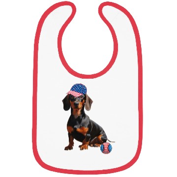 Discover Dachshund dog baseball lover us flag Bibs