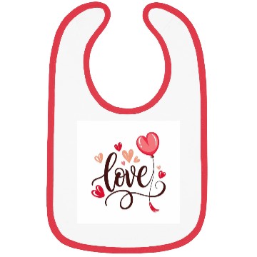 Discover heart shaped balloon with word love Bibs