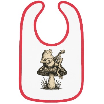 Discover Folk Toadstool Jam | Banjo Frog Cottagecore Art Bibs