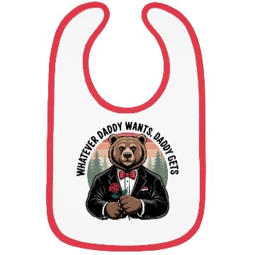 Discover Whatever Daddy Wants Gets Forest Bear Tuxedo Rose Bibs