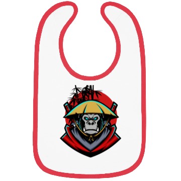 Discover monkey samurai and bamboo sticks Bibs