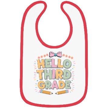 Discover Hello Third Grade Funny for Back to School teacher Bibs