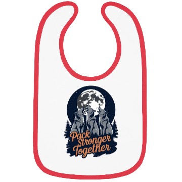 Discover Pack Stronger Together – Howling Wolves Under Moon Bibs