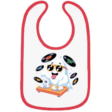 Discover Retro Ghost DJ With Vinyl Records Bibs