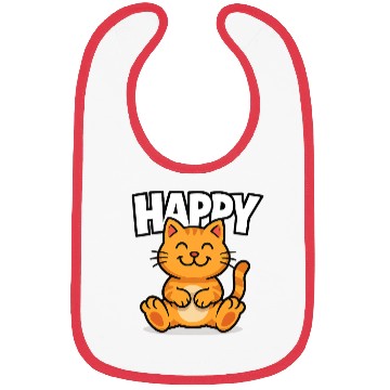 Discover Joyful Cat Illustration Bibs Design