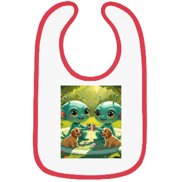 Discover 2 ALIENS WITH 2 PUPPIES PLAYING CARDS Bibs