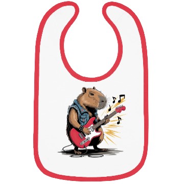 Discover Cool Capybara Playing Electric Guitar Bibs