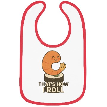 Discover Cute Sushi Shrimp Roll Illustration Bibs