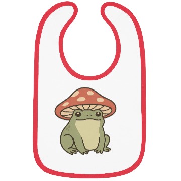 Discover Whimsical Frog with Mushrooms Illustration Bibs