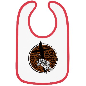 Discover Leopard Print Cross with Flowers Bibs