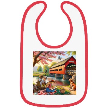 Discover Rustic Countryside Painting Scene Bibs