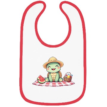 Discover Whimsical Picnic Turtle Illustration Bibs