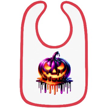 Discover Neon Dripping Pumpkin Halloween Design Bibs