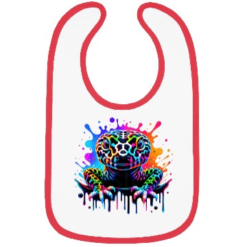 Discover Neon Psychedelic Lizard Illustration Bibs