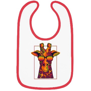 Discover Colorful Giraffe with Sunglasses Design Bibs