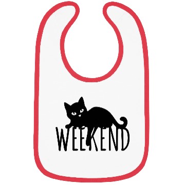 Discover Black Cat Silhouette with Weekend Text Bibs