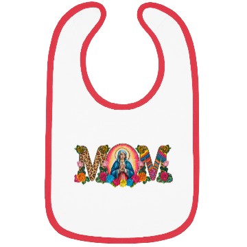 Discover Floral Mom Mother Mary Leopard Rainbow Bibs
