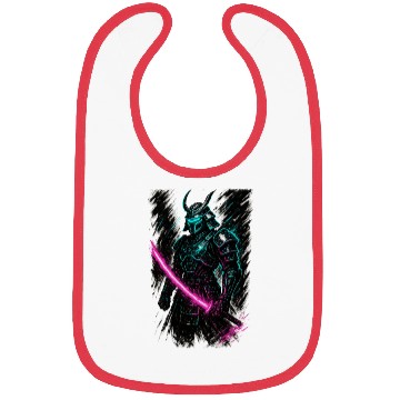 Discover Neon Samurai Warrior Illustration Bibs