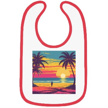 Discover Tropical Sunset Beach Scene Bibs