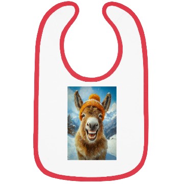 Discover Smiling Donkey in Winter Hat Bibs