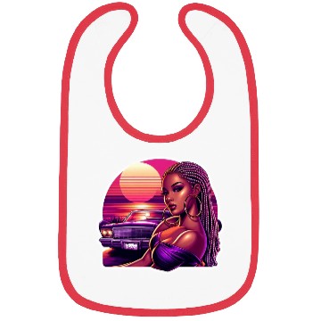 Discover Vivid Retro Sunset Portrait with Classic Car Bibs