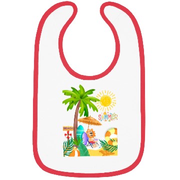 Discover Vibrant Summer Beach Scene Illustration Bibs