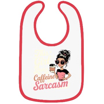 Discover Caffeine Sarcasm Girl Graphic Design Bibs