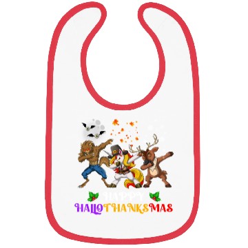 Discover Happy Hallothanksmas Dabbing werewolf Unicorn Deer Bibs