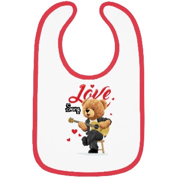 Discover Cute Bear Love Guitar Illustration Bibs