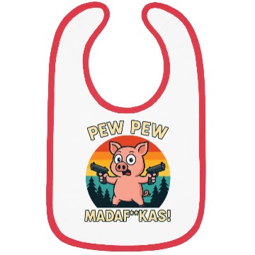 Discover Pew Pew Pig with Guns Bibs
