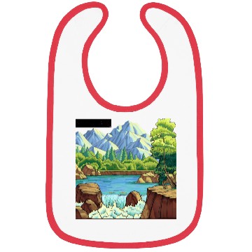 Discover Serene Mountain River Landscape Bibs