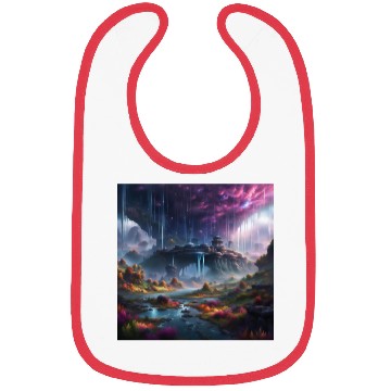 Discover Alien Planet: Fantasy Mountain Cityscape Bibs