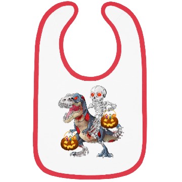 Discover Skeleton Riding Zombie Dinosaur T rex Halloween Bibs