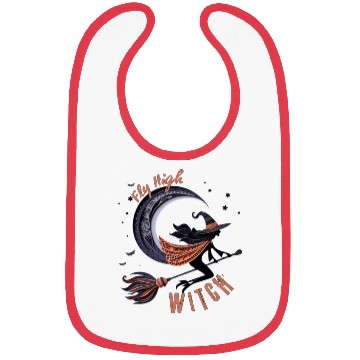 Discover Halloween-Witch-On-Broom–Zentangle-3D-Paper-Design Bibs