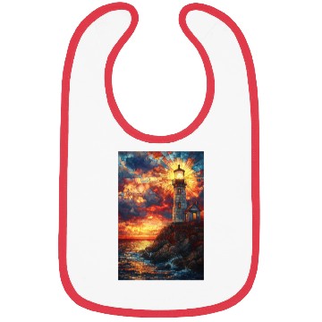 Discover Stained Glass Lighthouse Sunset Bibs