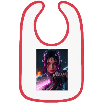 Discover Cyberpunk Samurai Girl Bibs