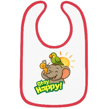Discover Stay Happy – Smiling Elephant Bibs
