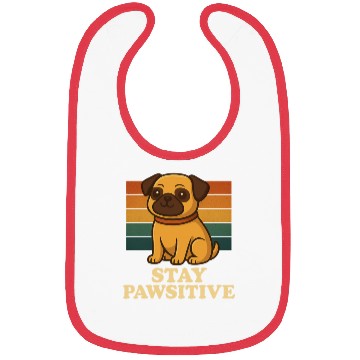 Discover Stay Pawsitive Pug Dog Bibs